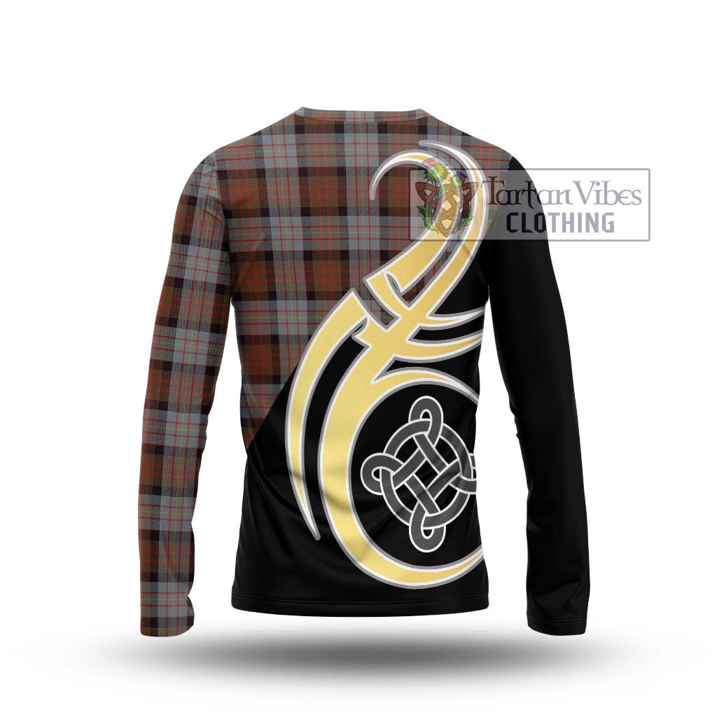 Cameron of Erracht Weathered Tartan Long Sleeve T-Shirt with Family Crest and Celtic Symbol Style - Tartan Vibes Clothing