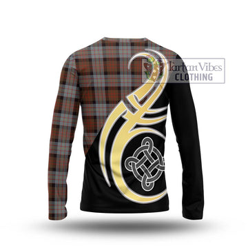 Cameron of Erracht Weathered Tartan Long Sleeve T-Shirt with Family Crest and Celtic Symbol Style