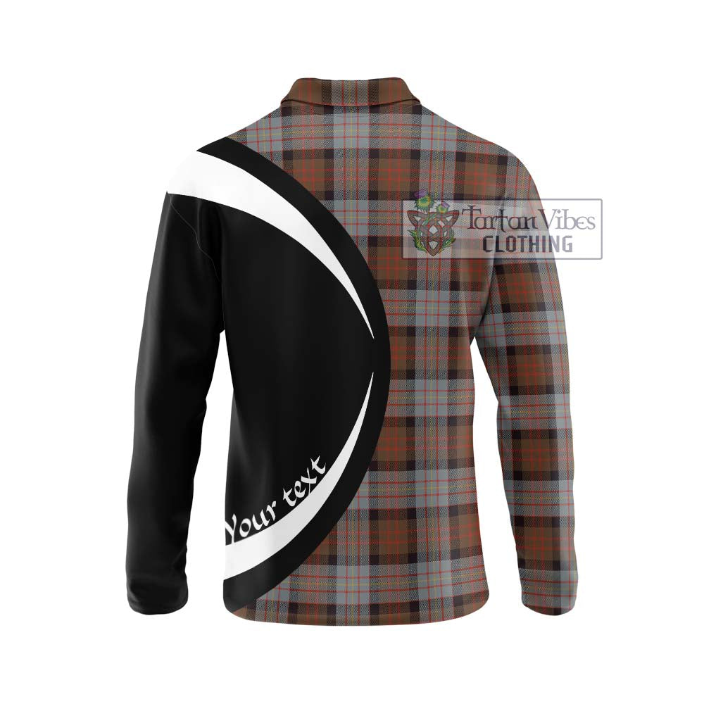 Cameron of Erracht Weathered Tartan Long Sleeve Polo Shirt with Family Crest Circle Style - Tartan Vibes Clothing