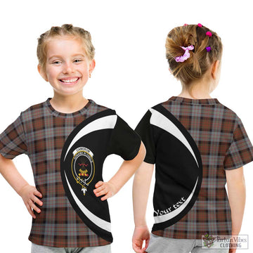 Cameron of Erracht Weathered Tartan Kid T-Shirt with Family Crest Circle Style