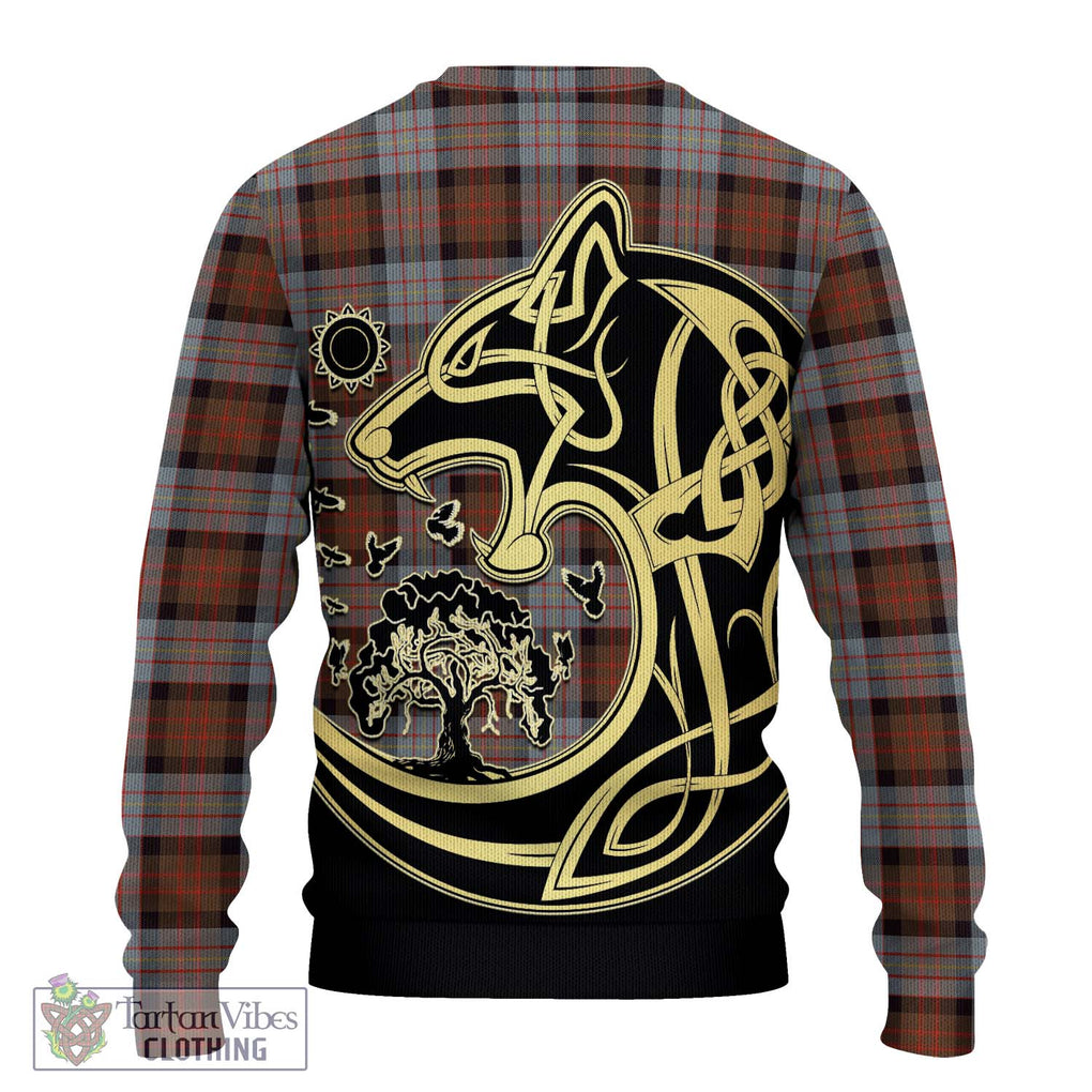 Cameron of Erracht Weathered Tartan Knitted Sweater with Family Crest Celtic Wolf Style - Tartan Vibes Clothing