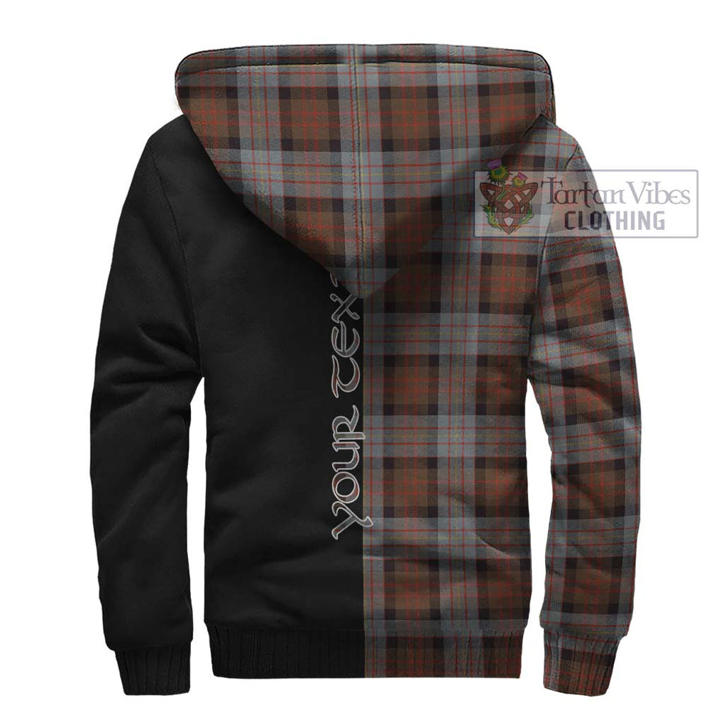 Cameron of Erracht Weathered Tartan Sherpa Hoodie with Family Crest and Half Of Me Style - Tartanvibesclothing Shop