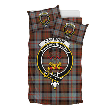 Cameron of Erracht Weathered Tartan Bedding Set with Family Crest