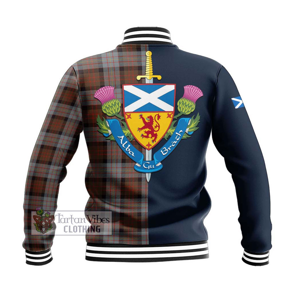 Tartan Vibes Clothing Cameron of Erracht Weathered Tartan Baseball Jacket with Scottish Lion Royal Arm Half Style