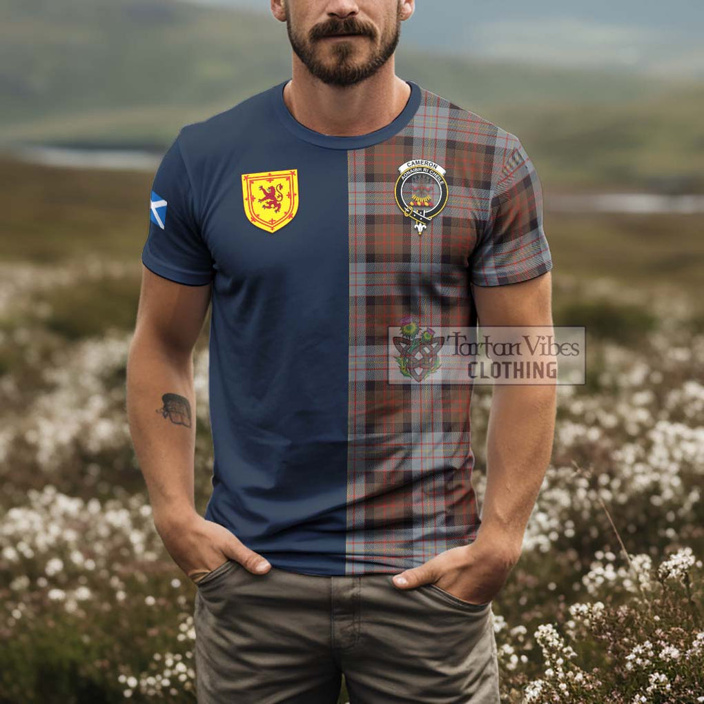 Tartan Vibes Clothing Cameron of Erracht Weathered Tartan T-Shirt Alba with Scottish Lion Royal Arm Half Style