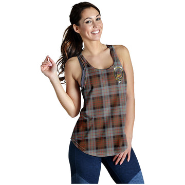 Cameron of Erracht Weathered Tartan Women Racerback Tanks with Family Crest