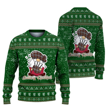 Cameron of Erracht Weathered Clan Christmas Family Ugly Sweater with Funny Gnome Playing Bagpipes