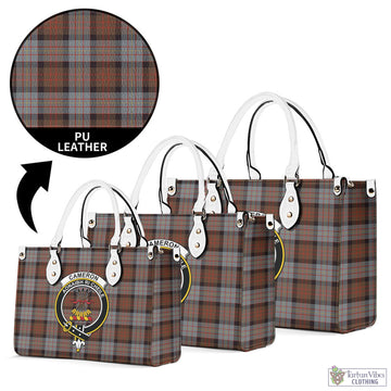 Cameron of Erracht Weathered Tartan Luxury Leather Handbags with Family Crest