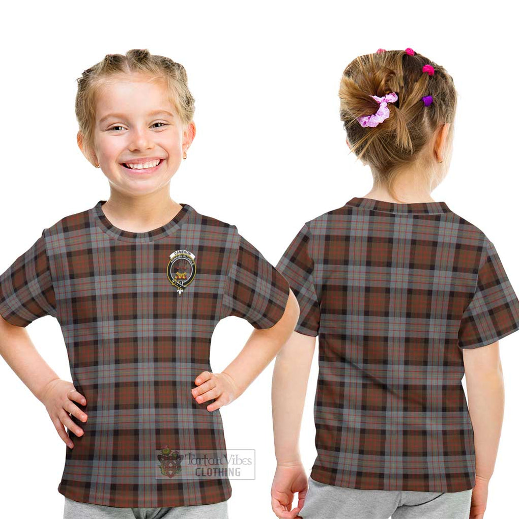 Cameron of Erracht Weathered Tartan Kid T-Shirt with Family Crest - Tartanvibesclothing Shop