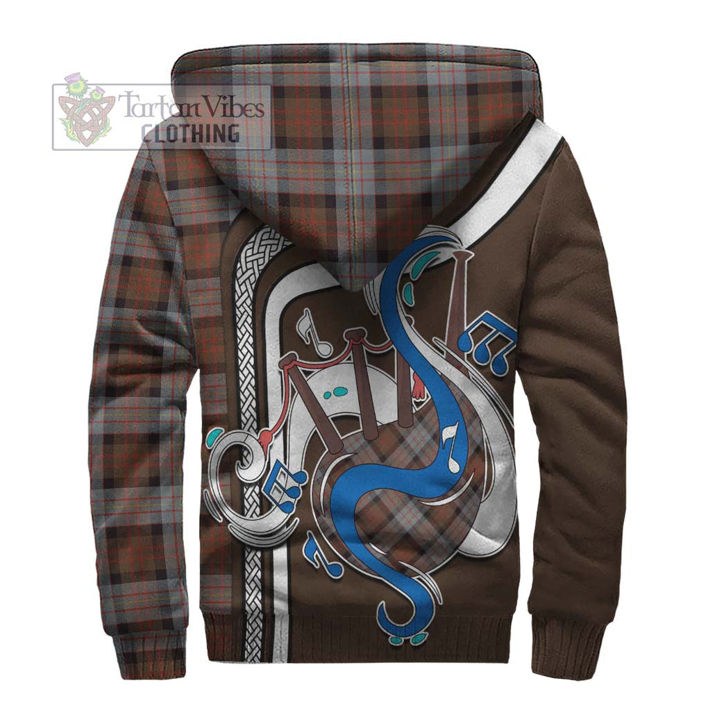 Cameron of Erracht Weathered Tartan Sherpa Hoodie with Epic Bagpipe Style - Tartanvibesclothing Shop