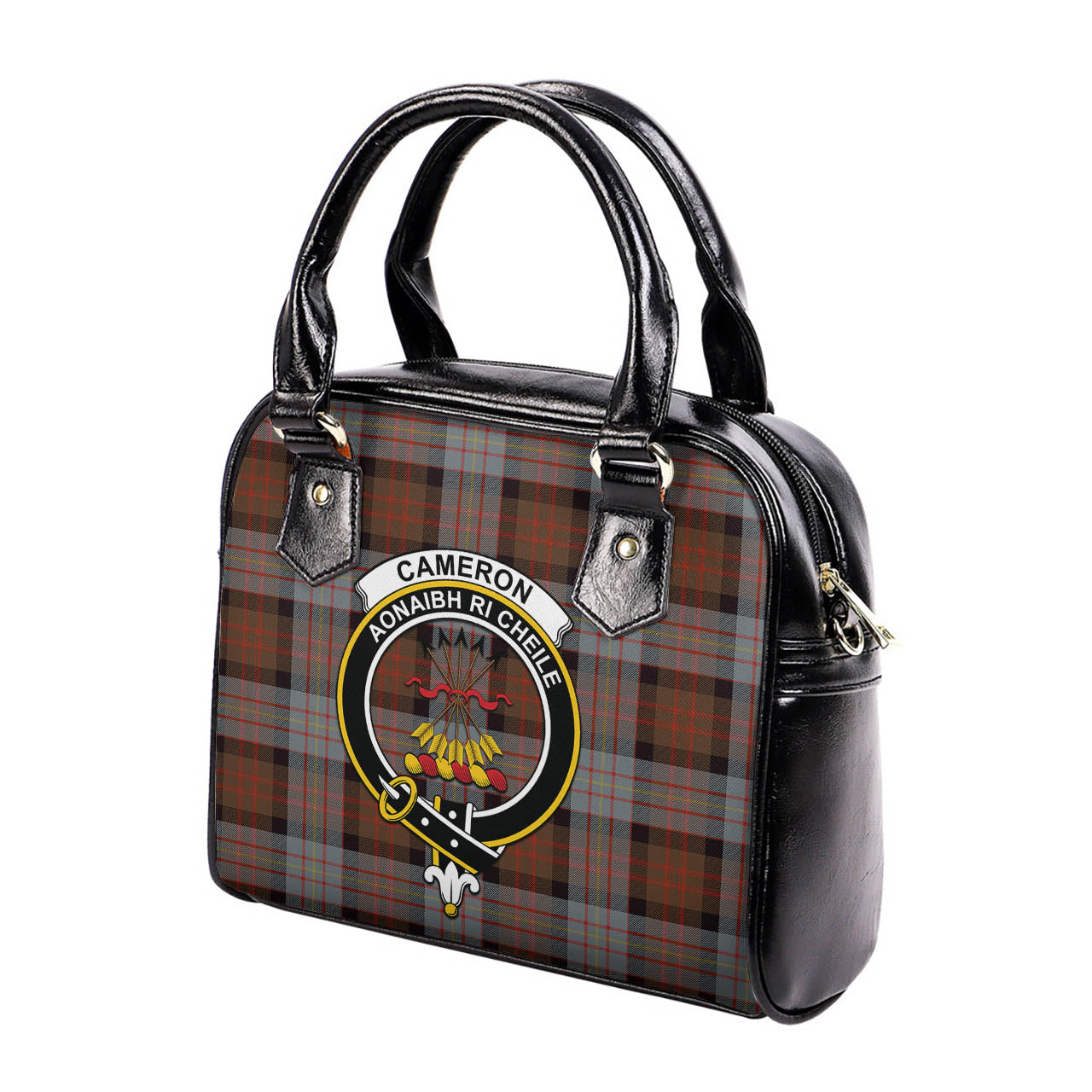 Cameron of Erracht Weathered Tartan Shoulder Handbags with Family Crest - Tartanvibesclothing