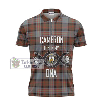 Cameron of Erracht Weathered Tartan Zipper Polo Shirt with Family Crest DNA In Me Style