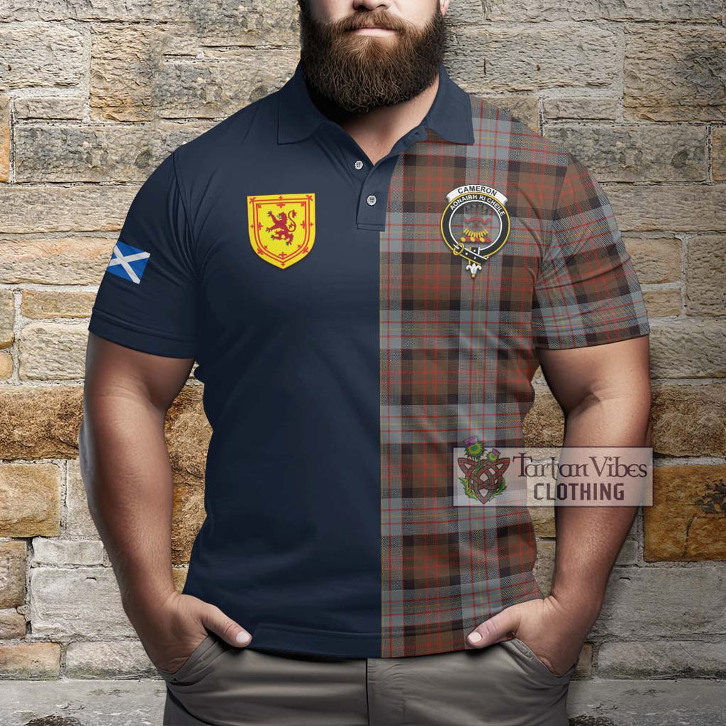 Tartan Vibes Clothing Cameron of Erracht Weathered Tartan Polo Shirt with Scottish Lion Royal Arm Half Style