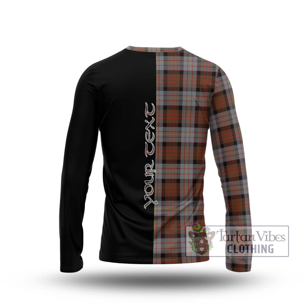 Cameron of Erracht Weathered Tartan Long Sleeve T-Shirt with Family Crest and Half Of Me Style - Tartanvibesclothing Shop