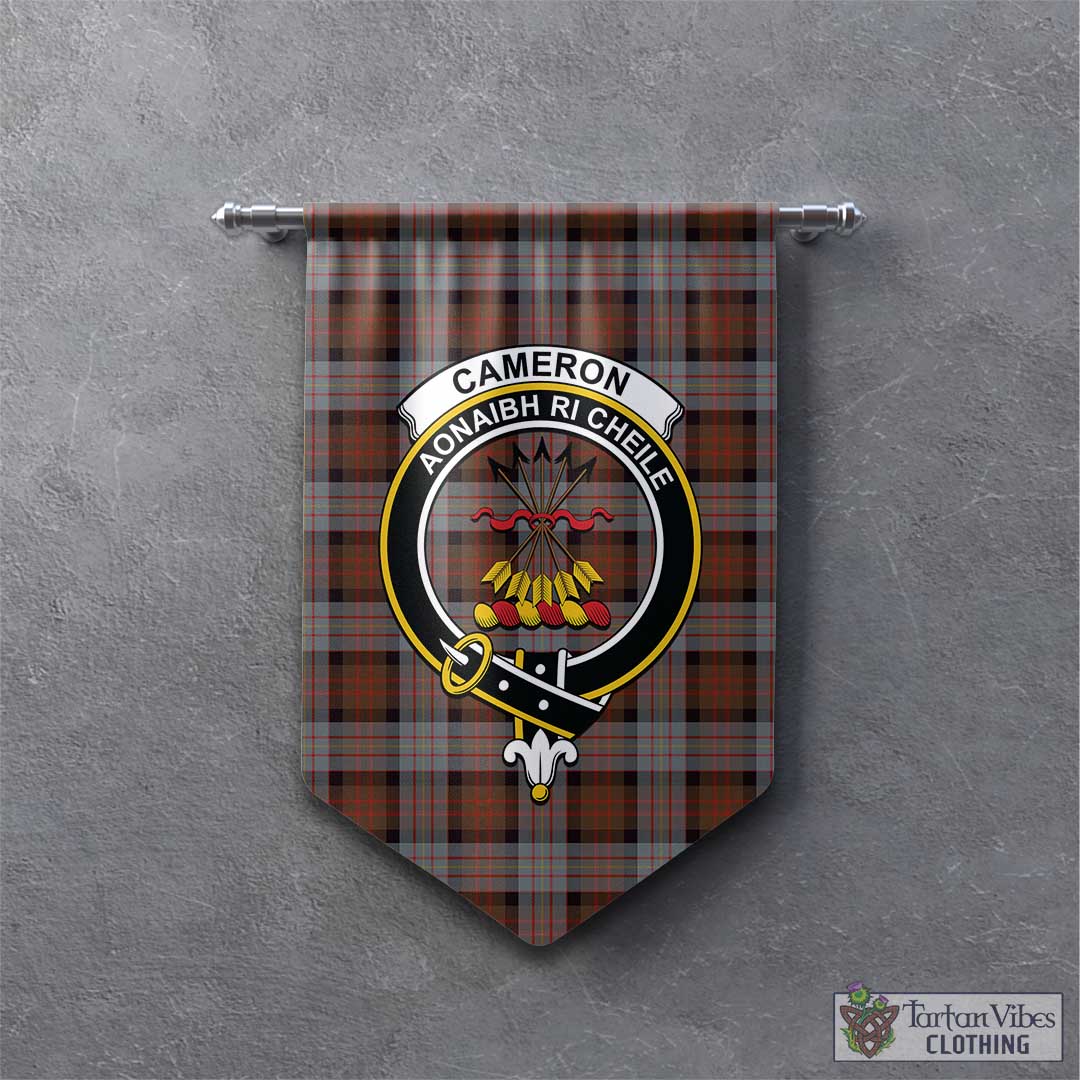 Tartan Vibes Clothing Cameron of Erracht Weathered Tartan Gonfalon, Tartan Banner with Family Crest