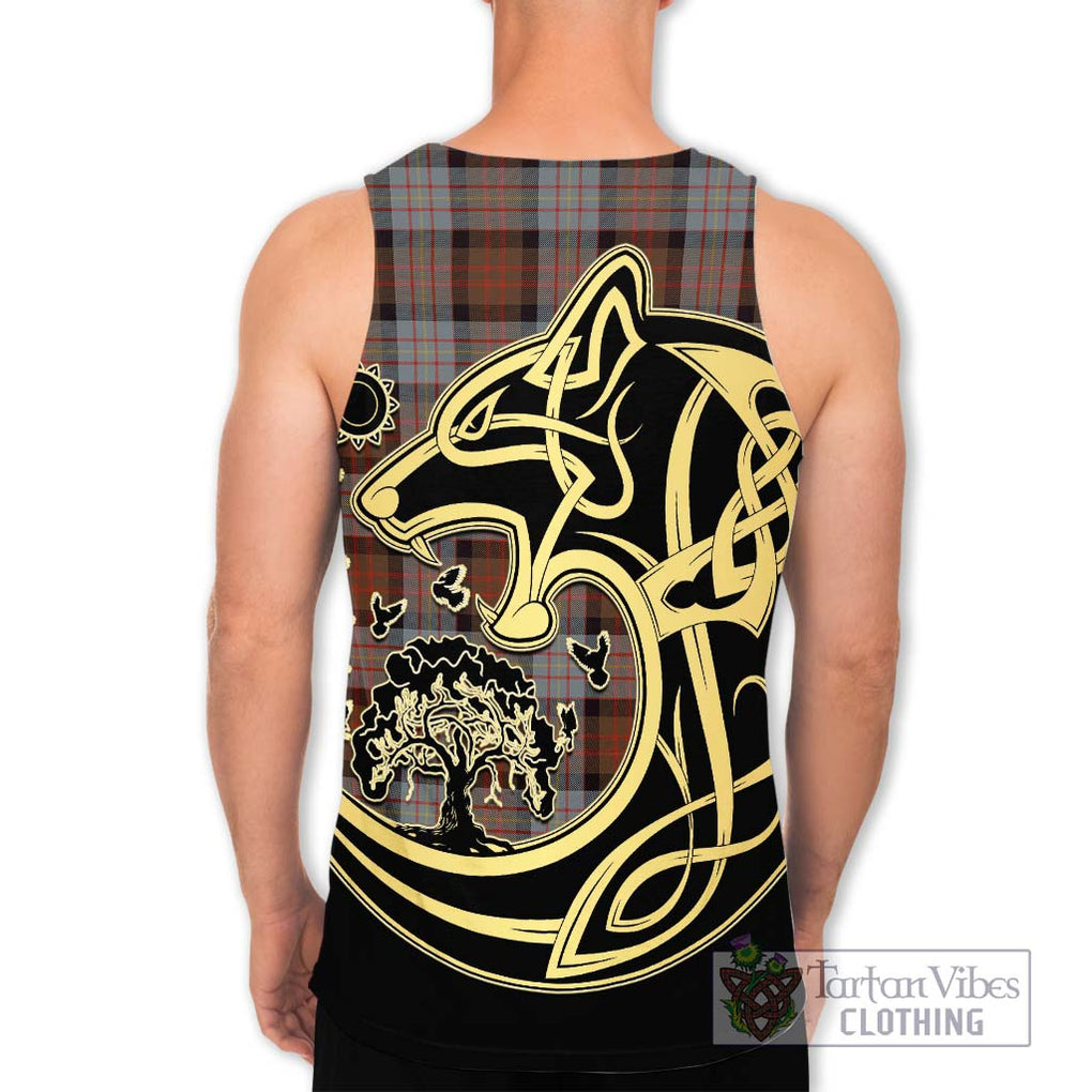 Cameron of Erracht Weathered Tartan Men's Tank Top with Family Crest Celtic Wolf Style - Tartan Vibes Clothing