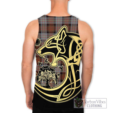 Cameron of Erracht Weathered Tartan Men's Tank Top with Family Crest Celtic Wolf Style