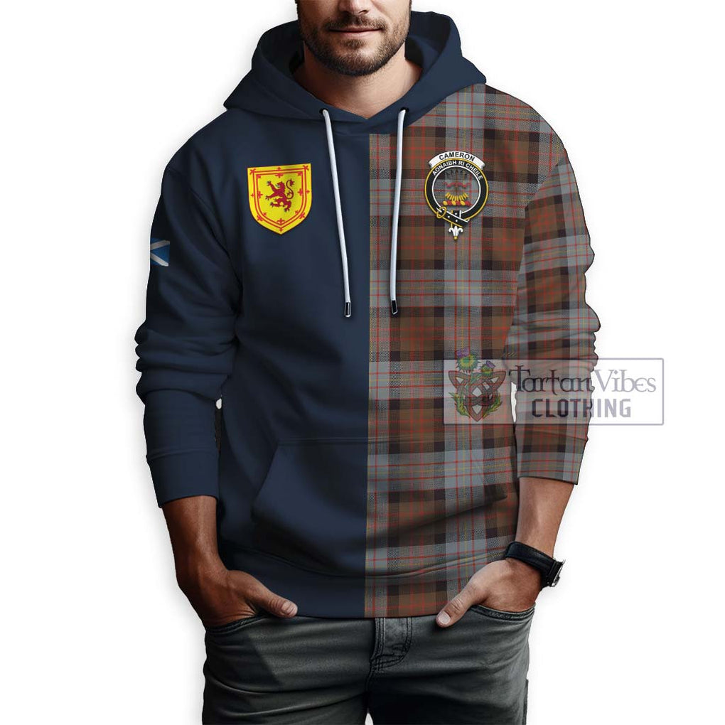 Tartan Vibes Clothing Cameron of Erracht Weathered Tartan Hoodie with Scottish Lion Royal Arm Half Style