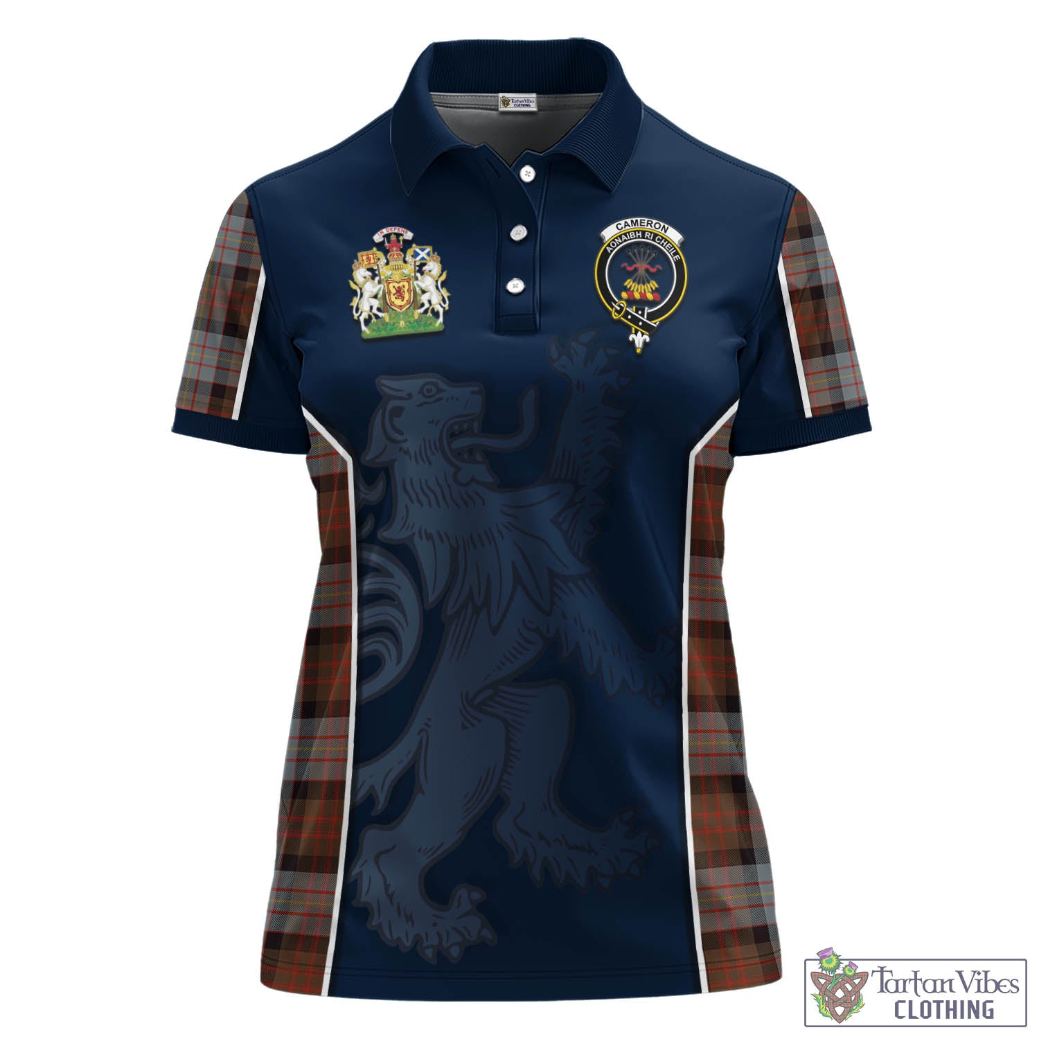 Tartan Vibes Clothing Cameron of Erracht Weathered Tartan Women's Polo Shirt with Family Crest and Lion Rampant Vibes Sport Style