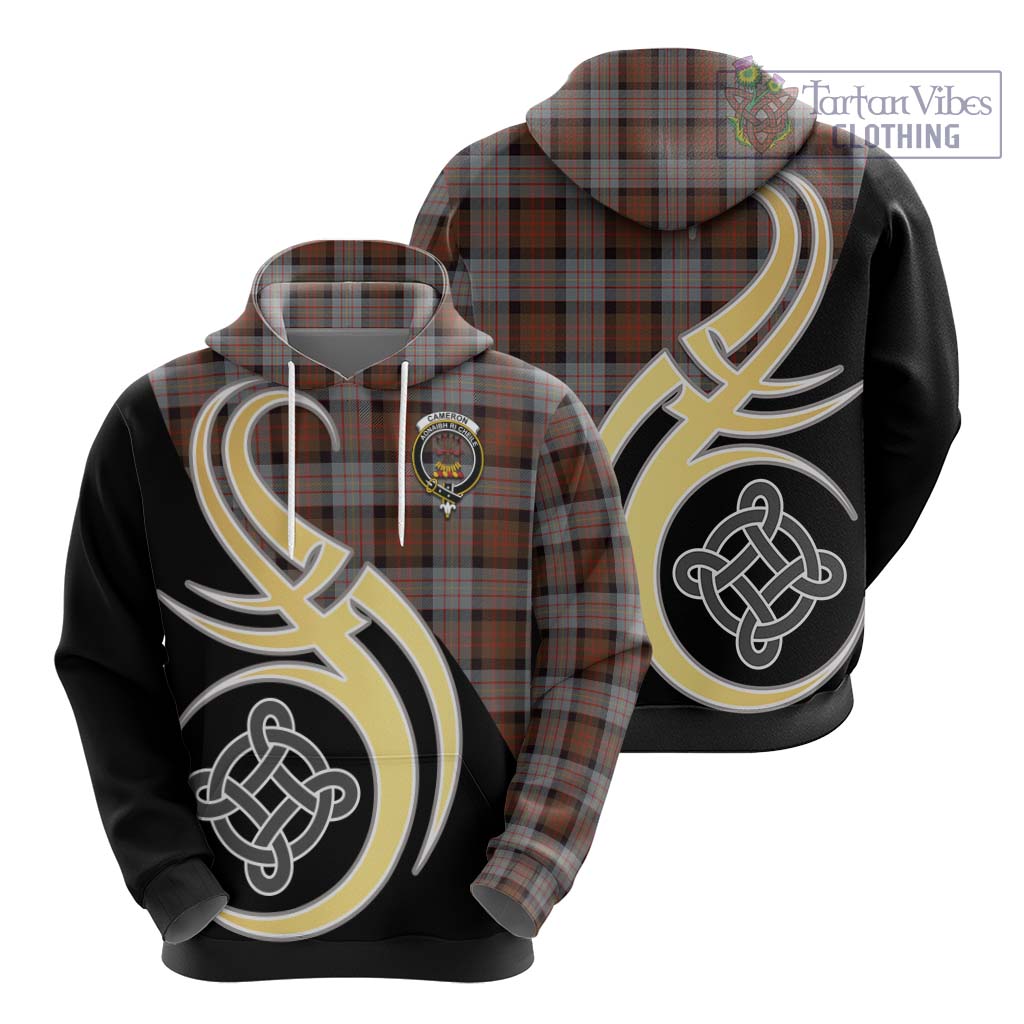 Cameron of Erracht Weathered Tartan Hoodie with Family Crest and Celtic Symbol Style - Tartan Vibes Clothing