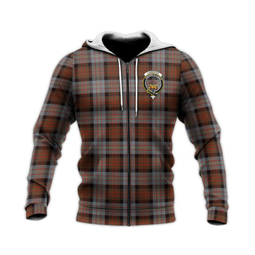 Cameron of Erracht Weathered Tartan Knitted Hoodie with Family Crest
