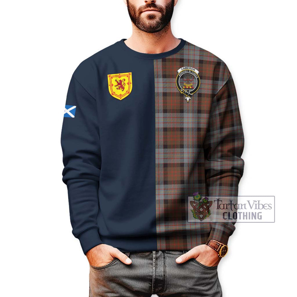 Tartan Vibes Clothing Cameron of Erracht Weathered Tartan Sweatshirt with Scottish Lion Royal Arm Half Style