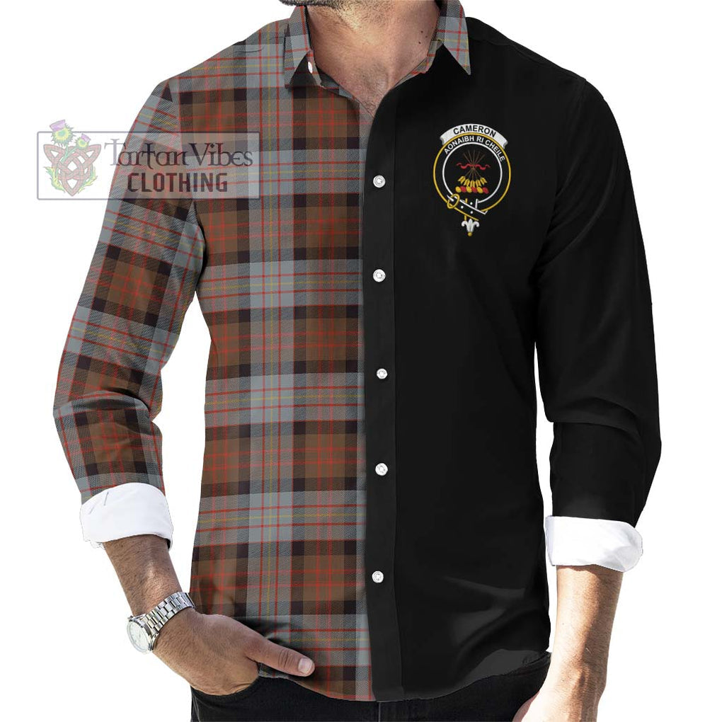 Cameron of Erracht Weathered Tartan Long Sleeve Button Shirt with Family Crest and Half Of Me Style - Tartanvibesclothing Shop