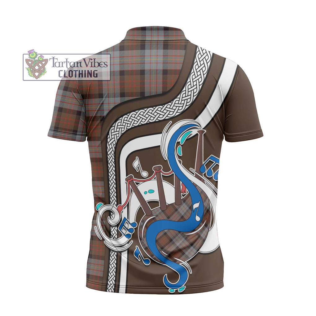 Cameron of Erracht Weathered Tartan Zipper Polo Shirt with Epic Bagpipe Style - Tartanvibesclothing Shop