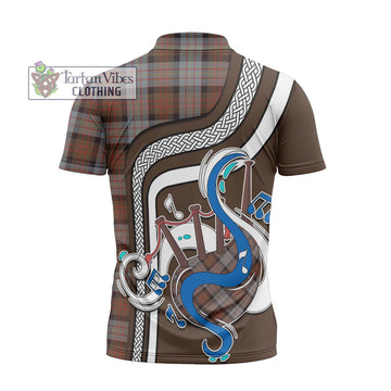 Cameron of Erracht Weathered Tartan Zipper Polo Shirt with Epic Bagpipe Style