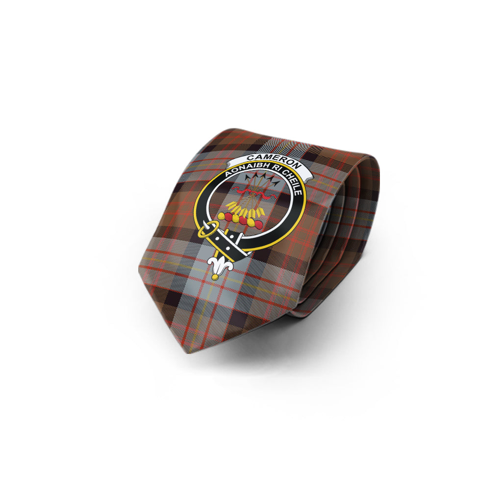 Cameron of Erracht Weathered Tartan Classic Necktie with Family Crest - Tartan Vibes Clothing