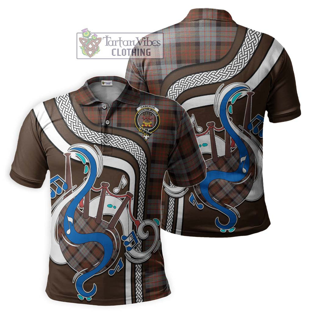 Tartan Vibes Clothing Cameron of Erracht Weathered Tartan Polo Shirt with Epic Bagpipe Style