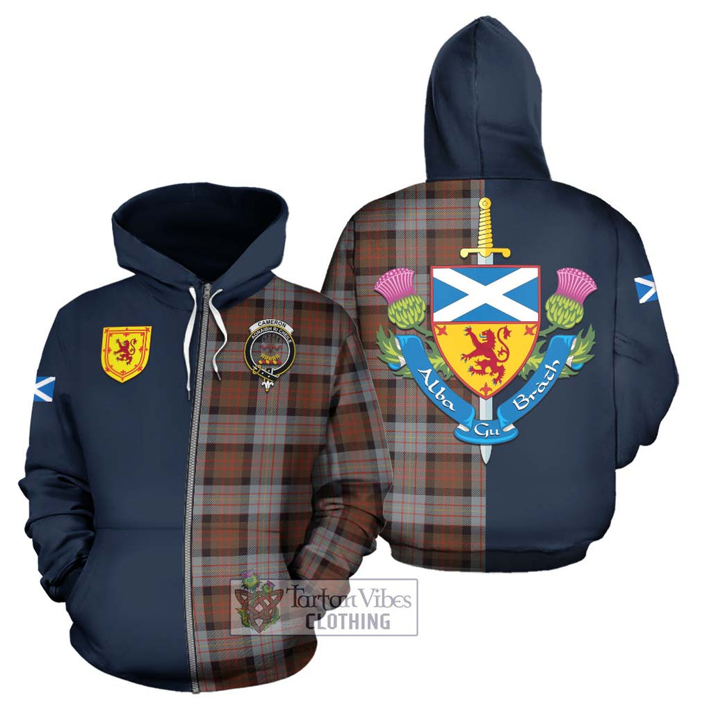 Tartan Vibes Clothing Cameron of Erracht Weathered Tartan Hoodie with Scottish Lion Royal Arm Half Style