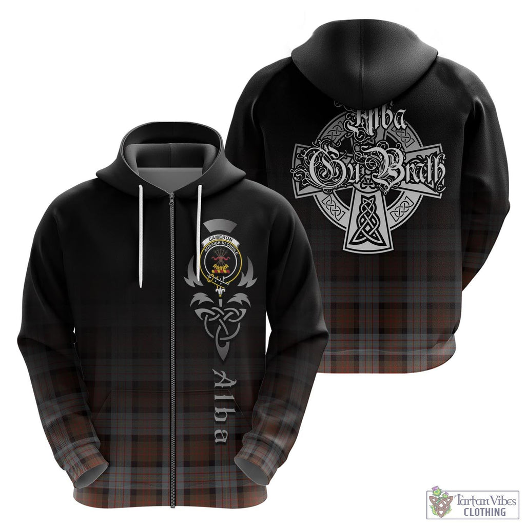 Tartan Vibes Clothing Cameron of Erracht Weathered Tartan Hoodie Featuring Alba Gu Brath Family Crest Celtic Inspired