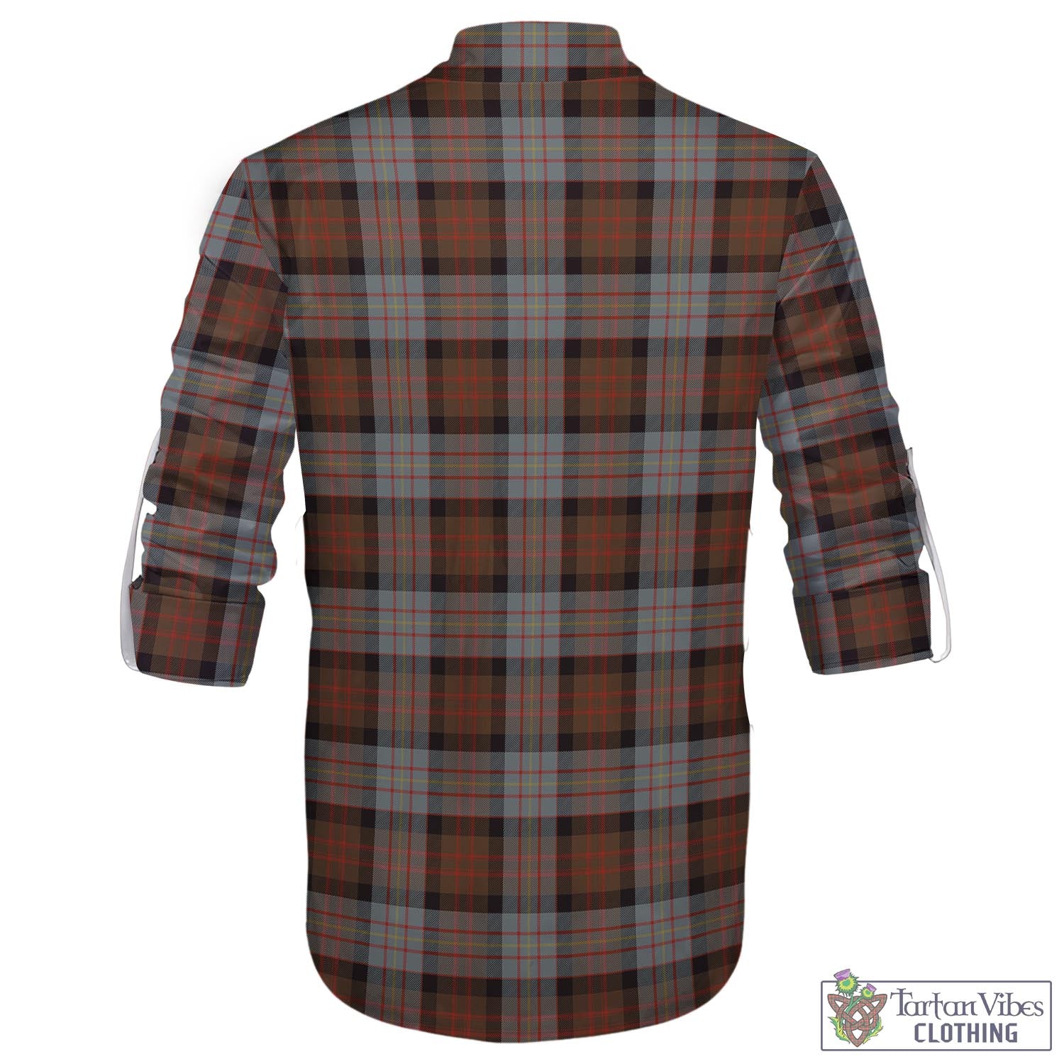 Tartan Vibes Clothing Cameron of Erracht Weathered Tartan Men's Scottish Traditional Jacobite Ghillie Kilt Shirt with Family Crest