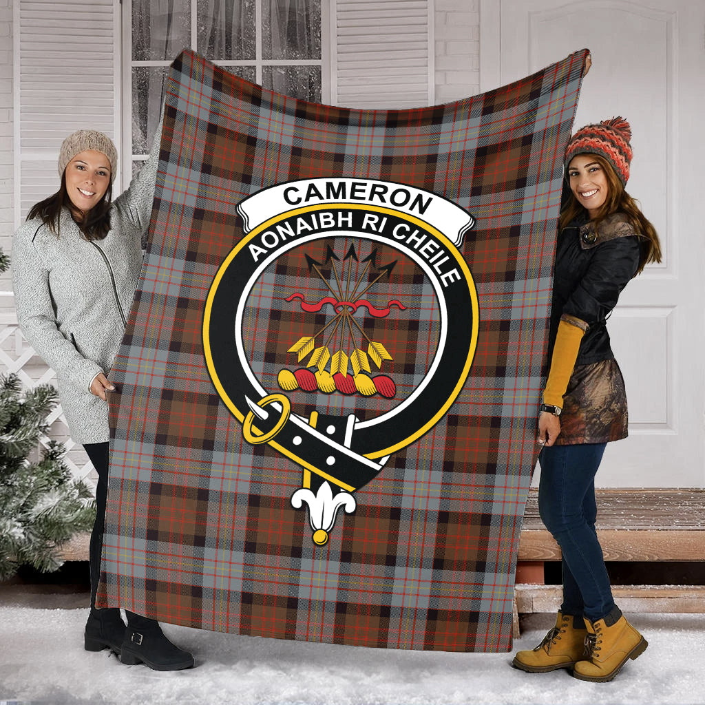 Cameron of Erracht Weathered Tartan Blanket with Family Crest - Tartan Vibes Clothing