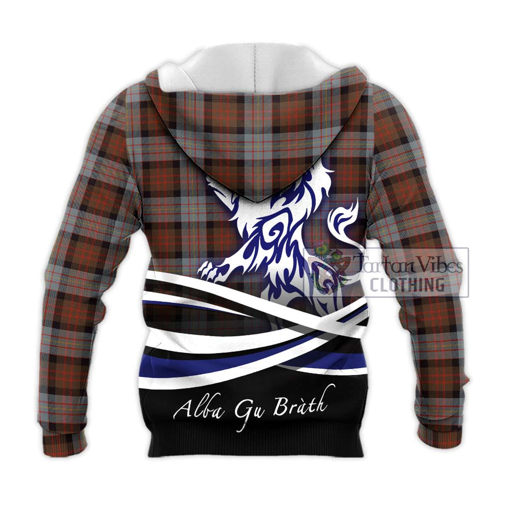 Cameron of Erracht Weathered Tartan Knitted Hoodie with Alba Gu Brath Regal Lion Emblem - Tartanvibesclothing Shop