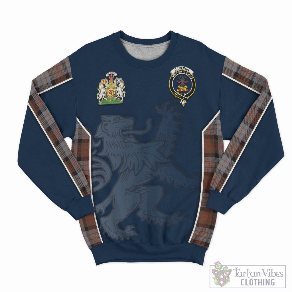 Tartan Vibes Clothing Cameron of Erracht Weathered Tartan Sweater with Family Crest and Lion Rampant Vibes Sport Style