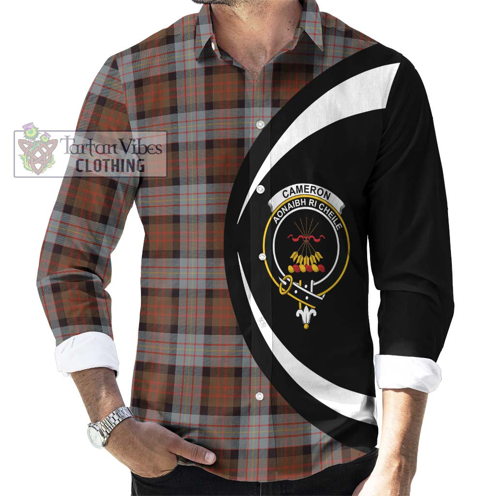 Cameron of Erracht Weathered Tartan Long Sleeve Button Up with Family Crest Circle Style - Tartan Vibes Clothing