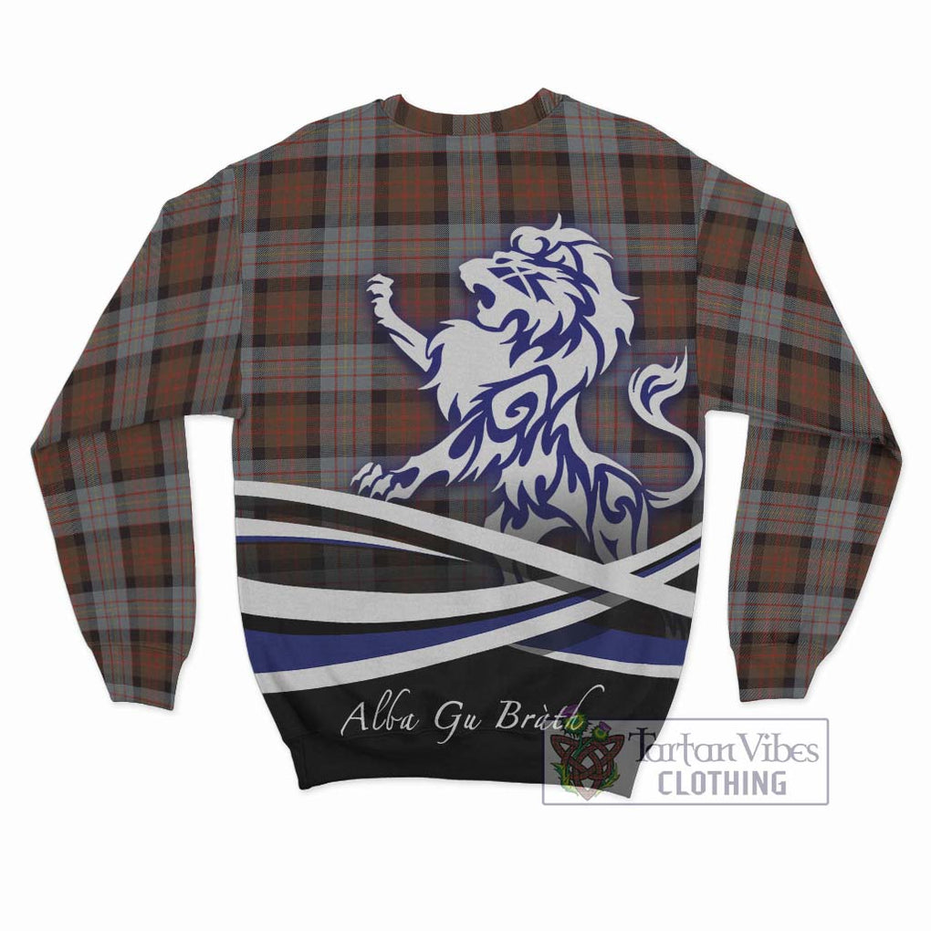 Cameron of Erracht Weathered Tartan Sweatshirt with Alba Gu Brath Regal Lion Emblem - Tartanvibesclothing Shop