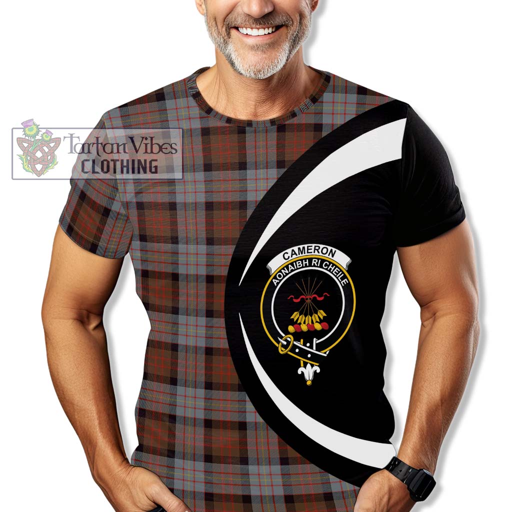 Tartan Vibes Clothing Cameron of Erracht Weathered Tartan T-Shirt with Family Crest Circle Style