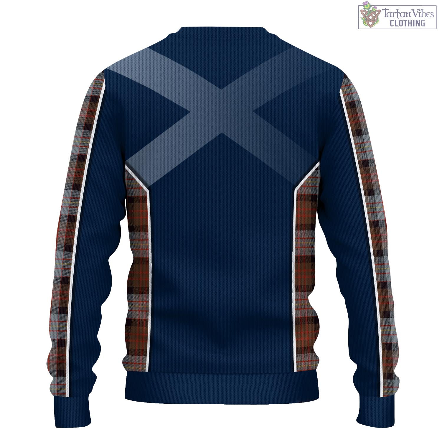 Tartan Vibes Clothing Cameron of Erracht Weathered Tartan Knitted Sweatshirt with Family Crest and Scottish Thistle Vibes Sport Style