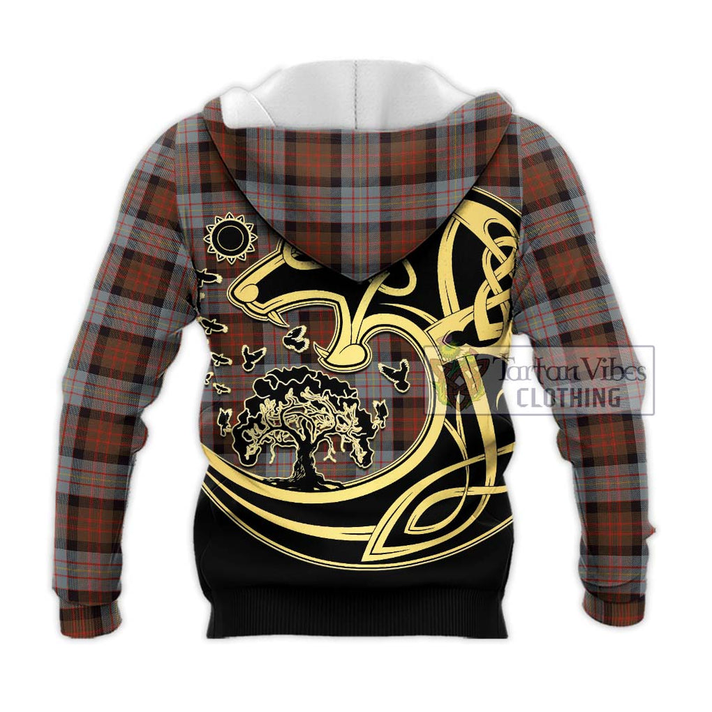 Cameron of Erracht Weathered Tartan Knitted Hoodie with Family Crest Celtic Wolf Style - Tartan Vibes Clothing