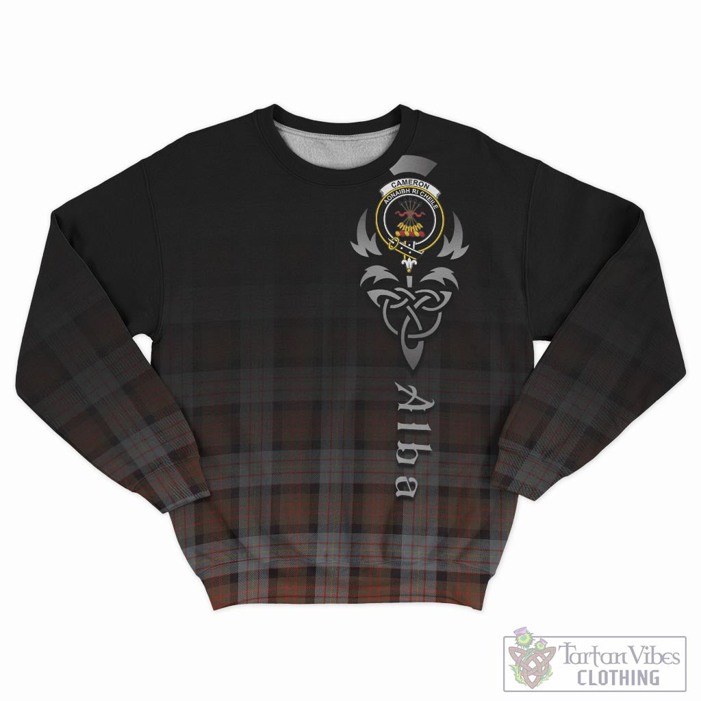 Tartan Vibes Clothing Cameron of Erracht Weathered Tartan Sweatshirt Featuring Alba Gu Brath Family Crest Celtic Inspired