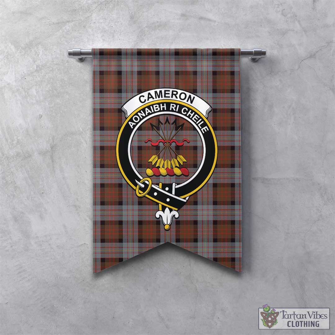 Tartan Vibes Clothing Cameron of Erracht Weathered Tartan Gonfalon, Tartan Banner with Family Crest