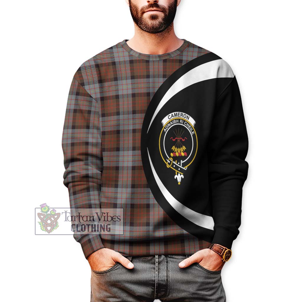 Cameron of Erracht Weathered Tartan Sweatshirt with Family Crest Circle Style - Tartan Vibes Clothing