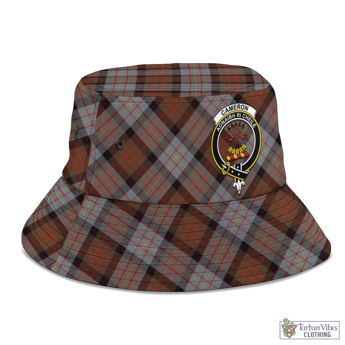 Tartan Vibes Clothing Cameron of Erracht Weathered Tartan Bucket Hat with Family Crest