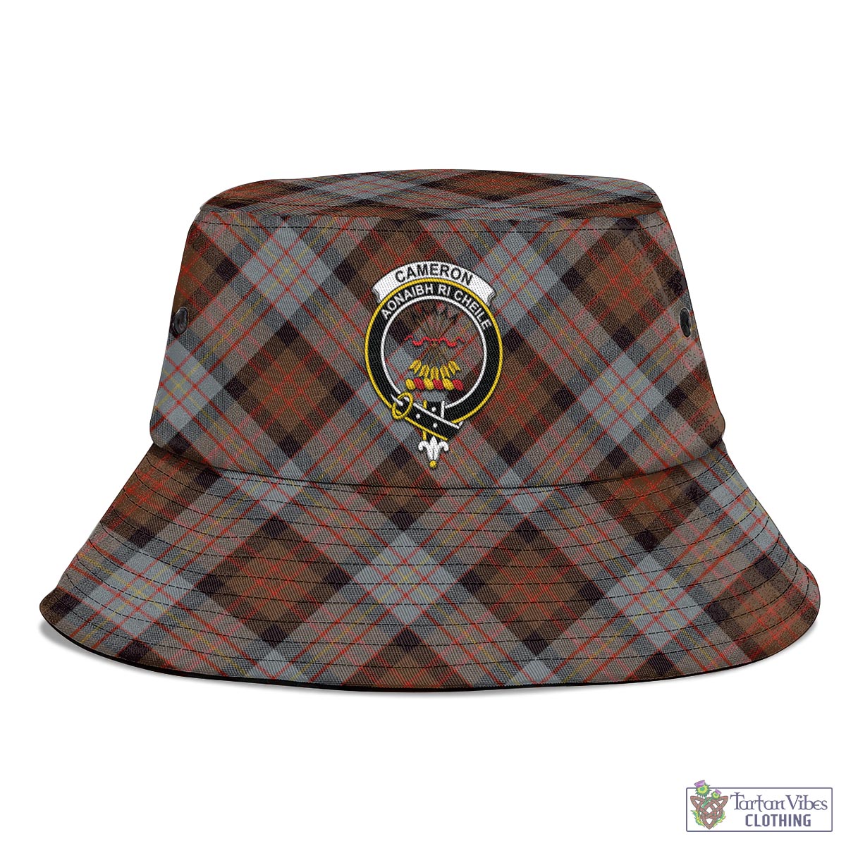 Tartan Vibes Clothing Cameron of Erracht Weathered Tartan Bucket Hat with Family Crest