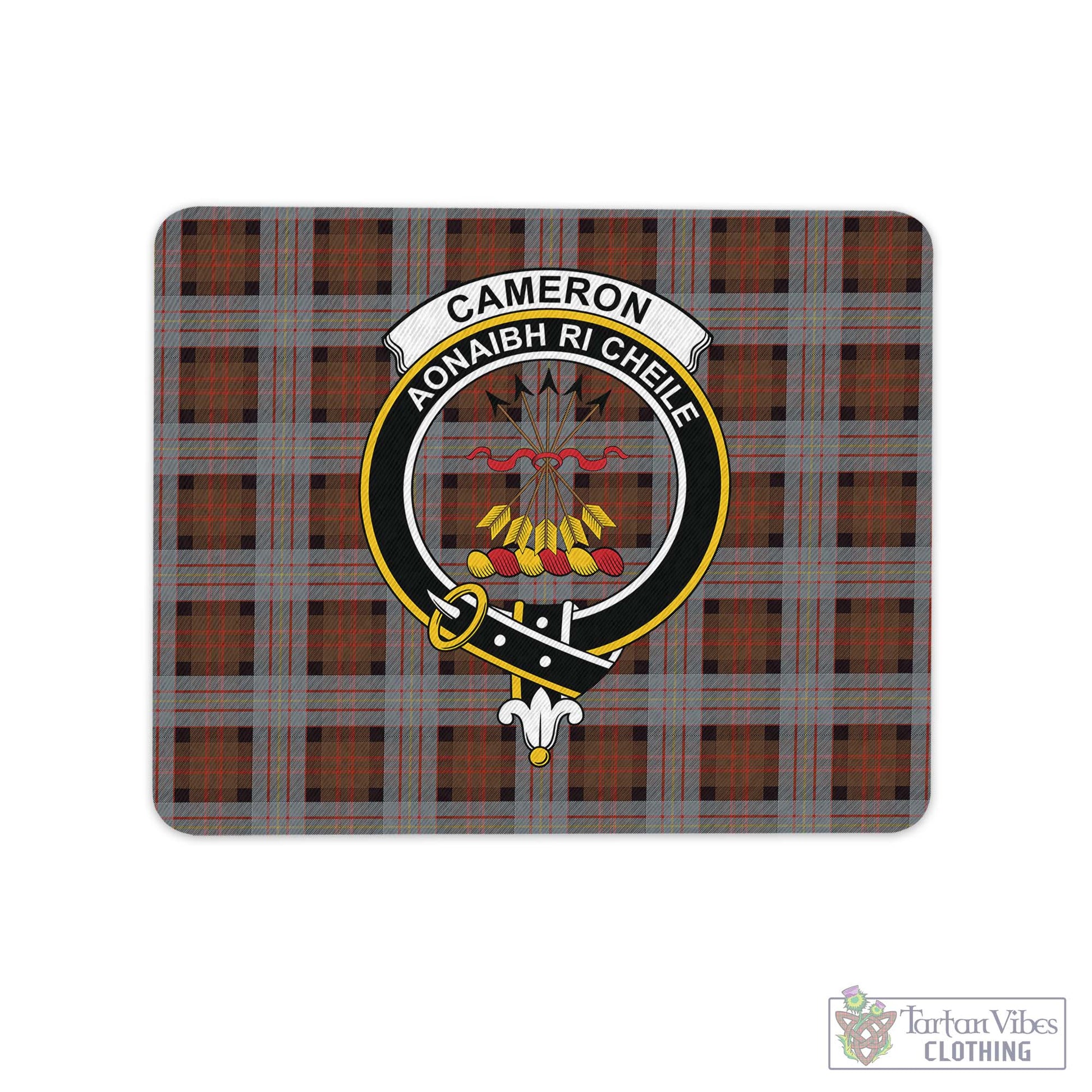 Tartan Vibes Clothing Cameron of Erracht Weathered Tartan Mouse Pad with Family Crest