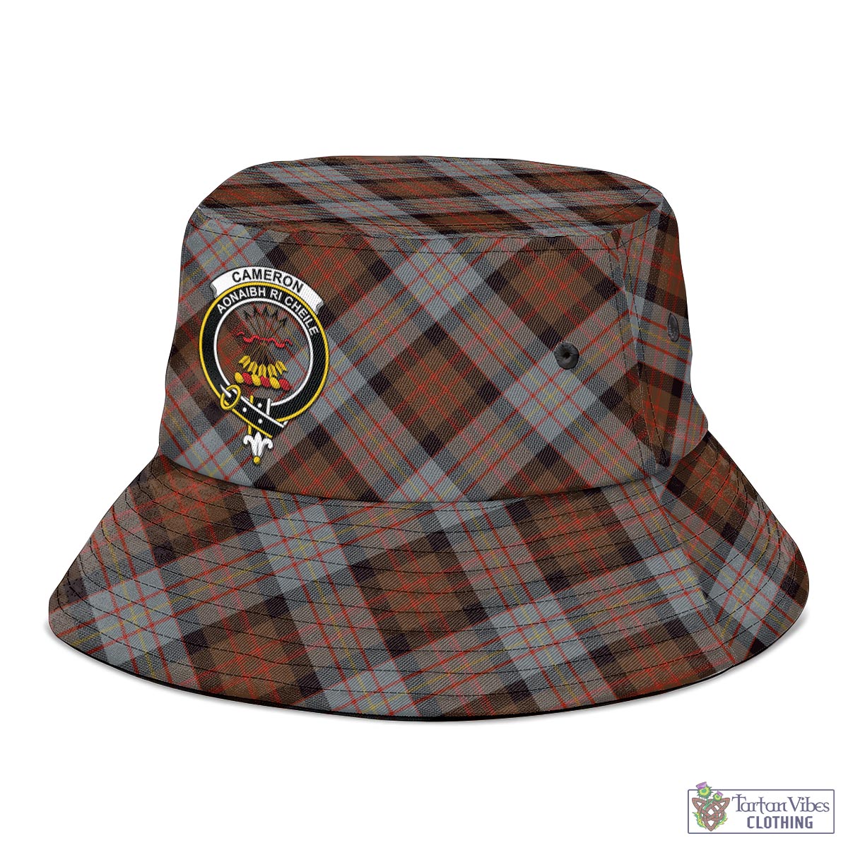 Tartan Vibes Clothing Cameron of Erracht Weathered Tartan Bucket Hat with Family Crest