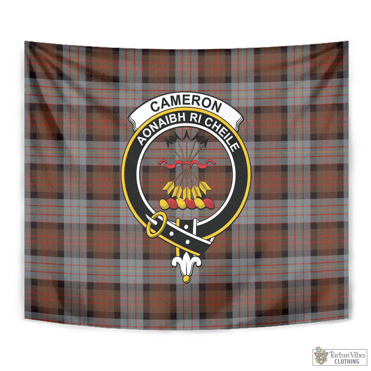 Tartan Vibes Clothing Cameron of Erracht Weathered Tartan Tapestry Wall Hanging and Home Decor for Room with Family Crest